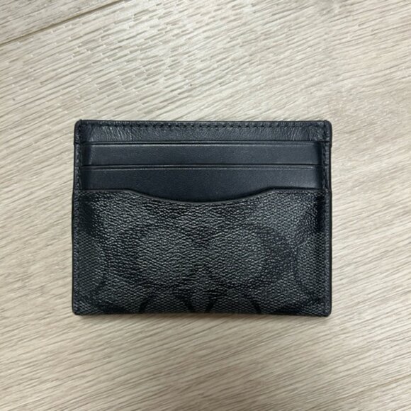 Coach Women’s Card Case in Signature Canvas & Black Leather